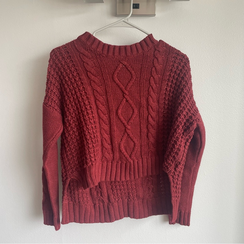 Imported Korean Red Knit Sweater with Drop Shoulders